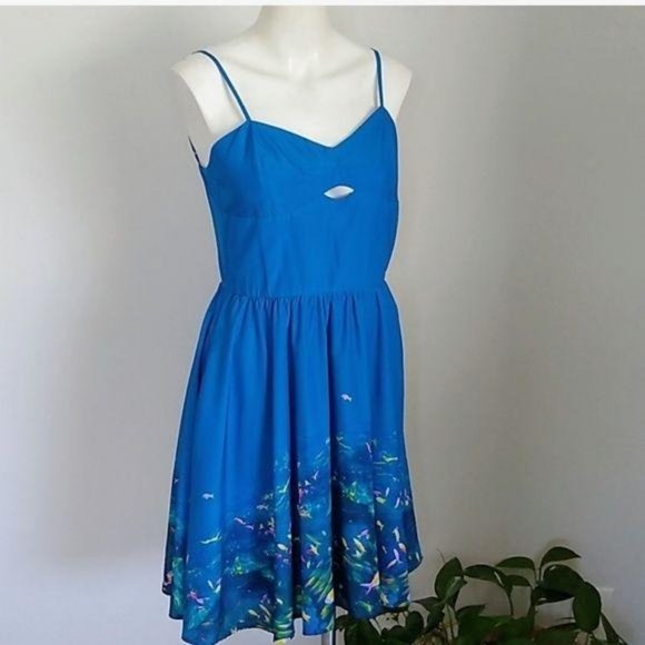 Nanette Lepore Dresses & Skirts - Nanette Lepore Blue Watercolor Dress Fit Flare